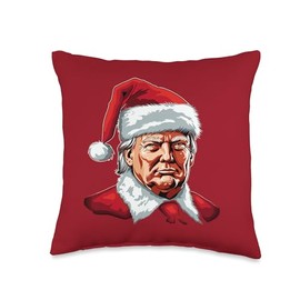 Santa Claus Trump Christmas Art Portrait Graphic Men Women Throw Pillow