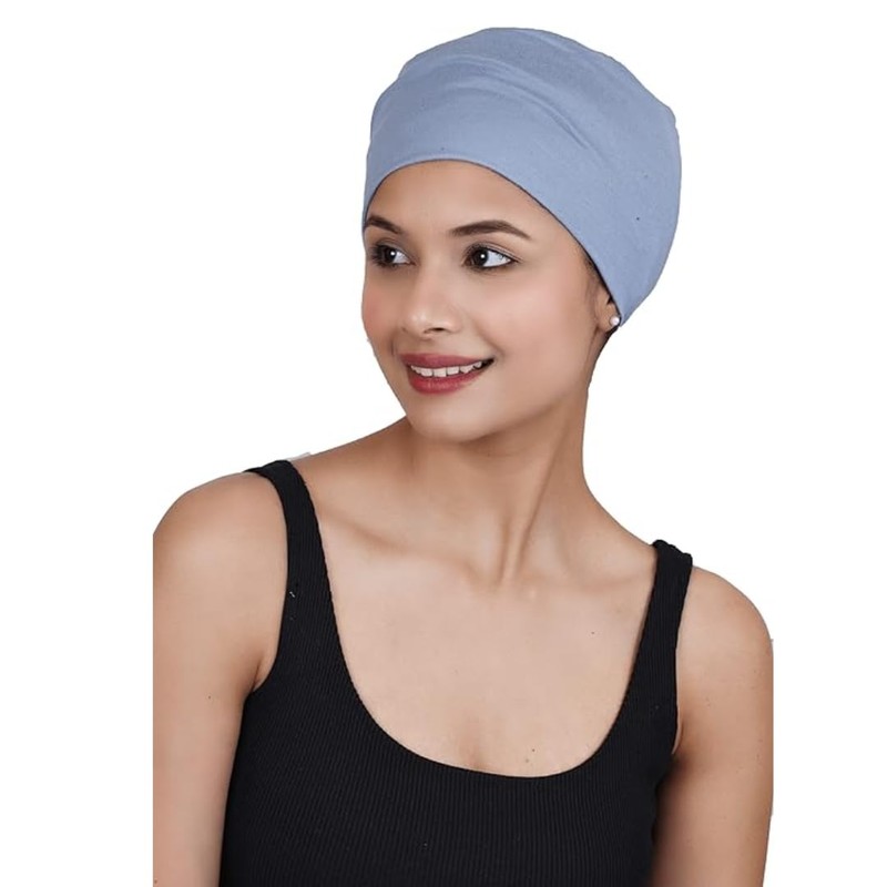 SAKUCHI Chemo Hats Solid Women's Bamboo Soft Headwear, FadedDenim, Unit