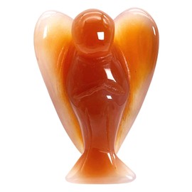 Fekuar Natural Carnelian Healing Crystal Prayer Guardian Angel Statue, Carving Pocket Palm Stone Figurines Decoration 1.5 inches