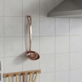 Amco 5-Piece Stainless Steel Cooking Utensil Set, Copper Finish - Includes Kitchen Ladle, Slotted Turner, Skimmer, Solid Spoons - 14" with Hanging Holes for Easy Storage, Durable Kitchen Gadgets