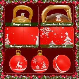 Inflatable Christmas Ball 58cm Large Outdoor Christmas PVC Blow up Ball Decorations Reusable Santa Snowman Merry Christmas Inflatables Ball for Holiday Garden Lawn Decorations(C)