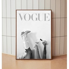 Trendy Vogue Poster-Cowgirl Print-Cowgirl Boots Print-Retro Wine Wall - Size: 16x20 inches