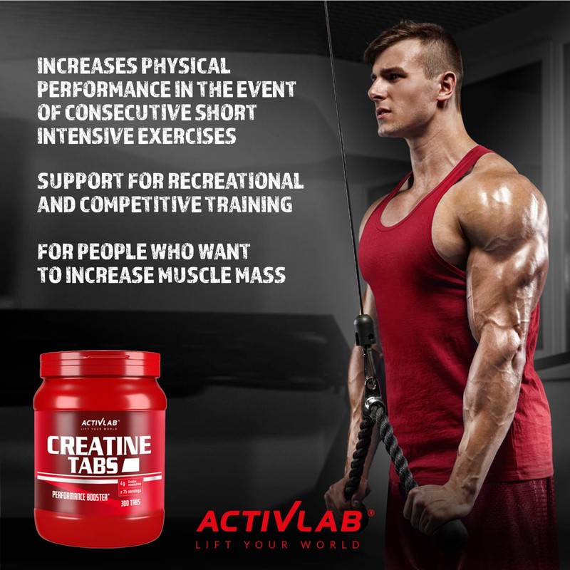 Activlab Creatine Tabs, Creatine Monohydrate 4000 mg, 300 Tablets, Pomegranate