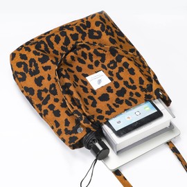 Etercycle Women's Corduroy Shoulder Bag, Large Corduroy Bag, Casual Tote Handbag, Fashion Fabric Bag for Everyday, Office, School Trip and Shopping, leopard, Retro