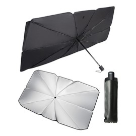Car Sun Shade [Firm UV Protection] Front Sun Shade, Folding Umbrella Type, Easy Installation, Convenient Storage, 10 Ribs Reverse Folding Type, Car Sunshade (L 5.5 x 31.5 x 31.5 inches (140 x 80 cm))