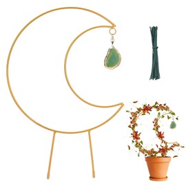 belupai 2PCS Small Moon Plant Trellis, Metal Mini Hoya Support for Indoor Potted Houseplants, Plants Climbing Holder Rack with 40 Zip Ties for Potted Plants Flowers Indoor