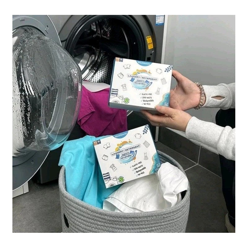 Washleaves Laundry Sheets Plastic Free Laundry Detergent Sheets Compact &
