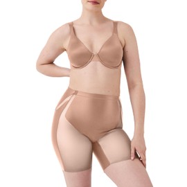 SPANXshape Booty-Lifting Mid-Thigh Short - Butt Lifting Shorts - Medium Compression - With Tummy Shaping - Cafe Au Lait - L