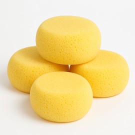 Pack of 4 Hydrophilic Sponges Soft Absorbent Newborn Delicate Skin Baby Daily Grooming Large Resistant Hygienic Long Lasting Hygiene Yellow Unisex Bath Infant Moisturizing