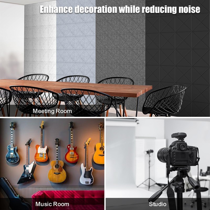 Sonicism 12 Pack X-Lined Acoustic Panels with Self-Adhesive, 12"X 12"X