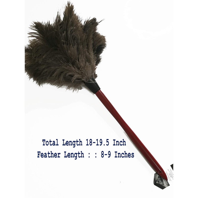 18" Feather Duster Wooden Handle | Natural for Cleaning and