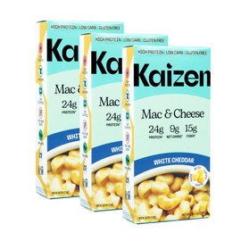 Kaizen High Protein White Cheddar Mac & Cheese - Low Carb, Keto Friendly, High Fiber, Gluten-Free, Plant-Based, Non-GMO - 6.4 Ounces (Pack of 3)