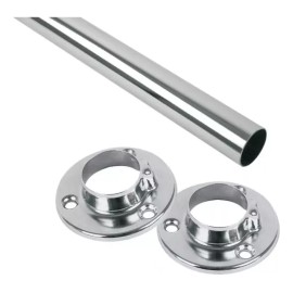 Herrajes Guerrero Tubo Redondo Para Closet 1.2 M Cromado Con 2 Bridas