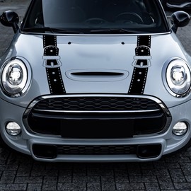 Car Hood Bonnet Straps Stickers for Mini Cooper One S JCW Countryman F56 F55 F60 R56 R60 R61 Decals Auot Tuning Accessories (Glossy Black)