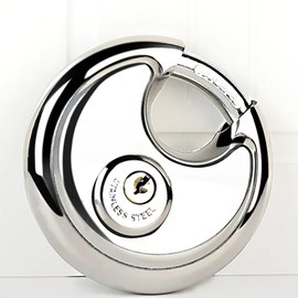 Disc Locks, Heavy Duty Steel Keyed Padlock Disc Storage Locks, Stainless Steel Disc Padlock with Key for Storage Unit, Trailer, Sheds, Garages