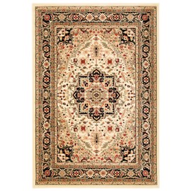 SAFAVIEH Lyndhurst Collection Accent Rug - 4' x 6', Beige & Black, Traditional Oriental Design, Non-Shedding & Easy Care, Ideal for High Traffic Areas in Entryway, Living Room, Bedroom (LNH330C)