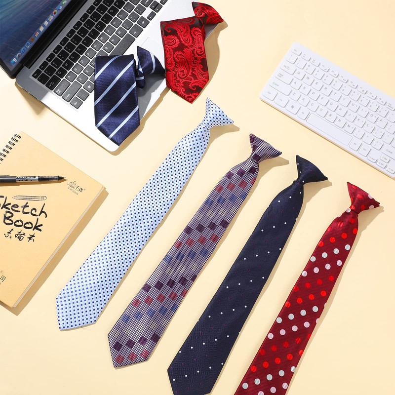 Janmercy 6 Pcs Clip on Tie for Men Clip on