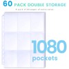 60 Pack 1080 Pockets Binder Card Sleeves Double-Sided 9 Pocket