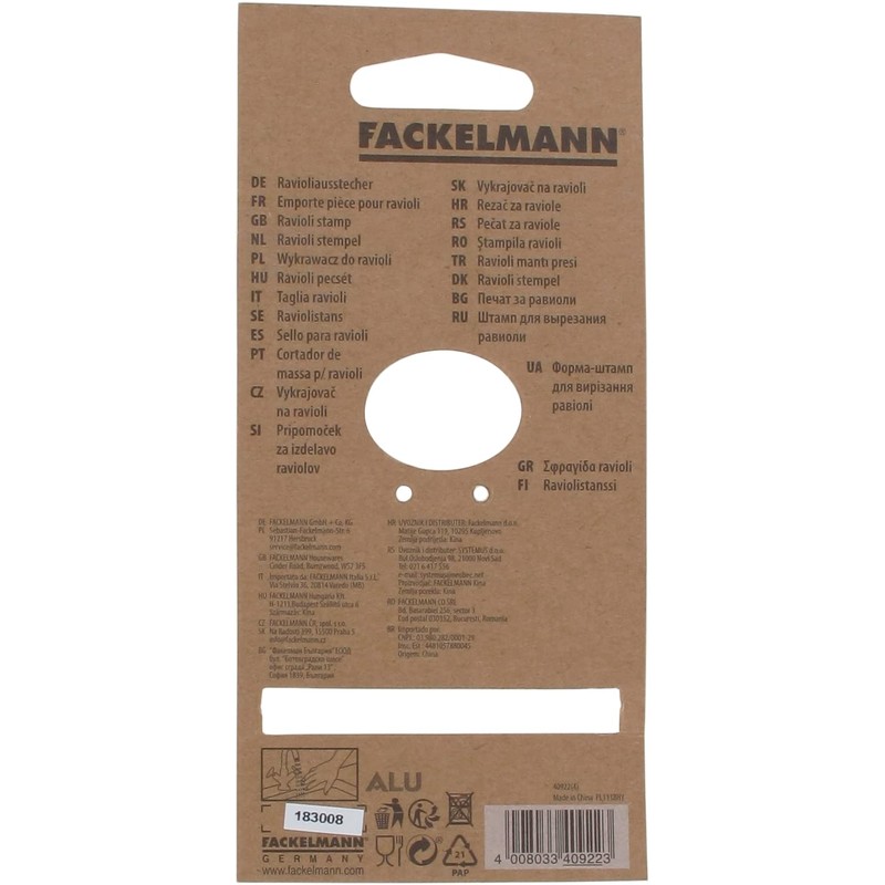 Fackelmann 40922 Square Ravioli Cookie Cutter 6.9 x 6.9 x