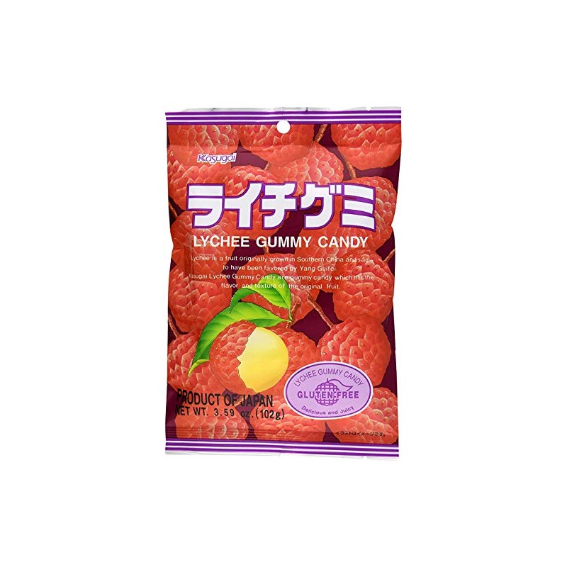 Kasugai Lychee Gummy Candy 3.59oz (12 Pack)