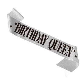 Birthday Queen Sash. "Birthday Queen" Sash - Birthday Sash for Women. Happy Birthday Sash for Girls, Sweet 16, 18th 21st 25th 30th 35th 40th or Any Other Bday Party (Silver)