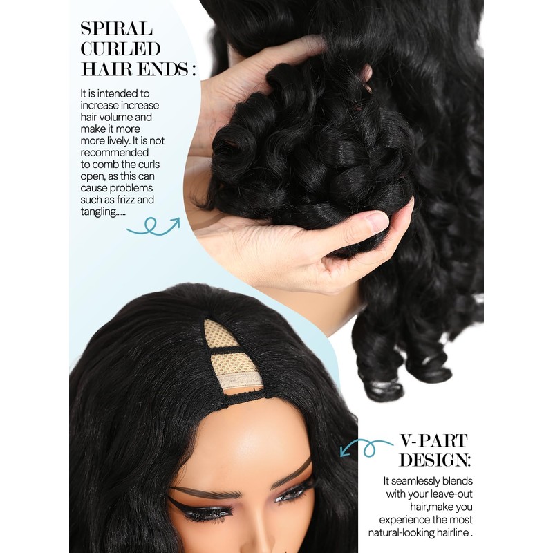 Yaki Curly V Part Wigs Afro Curly Wig with Bouncy