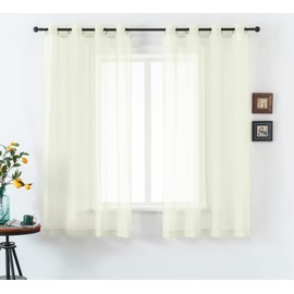 DUALIFE 63 Inch Length Curtain Drapes for Bedroom Grommet Light Filtering Semi Sheer Farmhouse Style Living Room Curtains 2 Panels 52X63 Inches Cream Beige