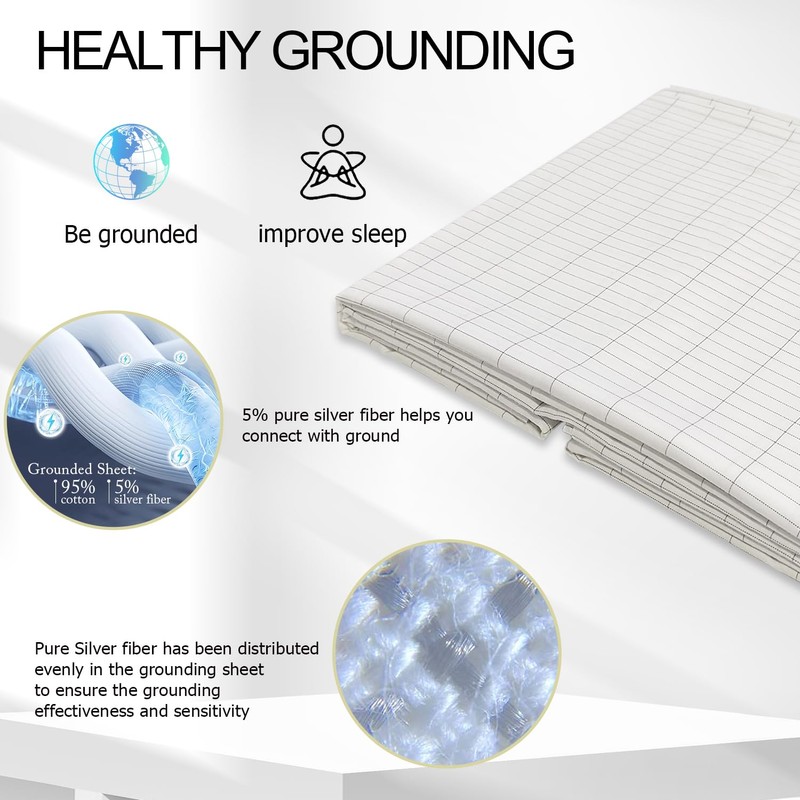 Premium Grounding Sheet with 15ft Cable - Silver-Infused King Size
