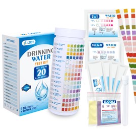 Loot® Advanced 20 in 1 Drinking Water Testing Kit 120 Test Strips, 4 Bacteria Tests, Home Tap and Well Water Test Kit for Hardness, Lead, Iron, Copper, Chlorine, Fluoride & More