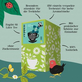 Cupper Organic Peppermint Tea | Mint Tea | Herbal Tea | Mint | 250 Unbleached Tea Bags | Big Pack | Perfect for the Office | Environmentally Friendly | Fair Trade