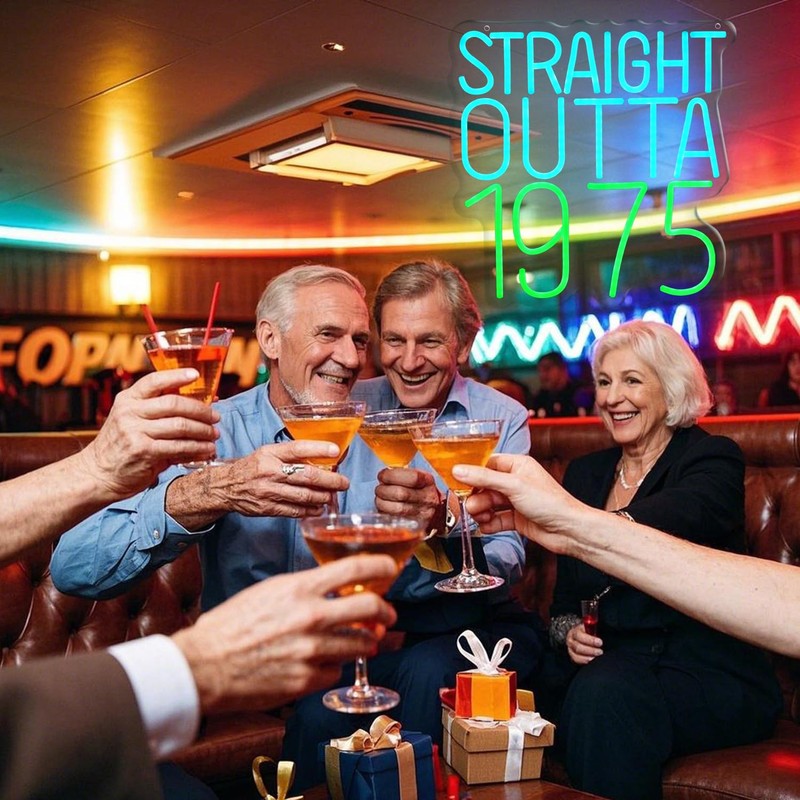 Straight Outta 1975 Neon Light Sign Celebrate 50th Men and