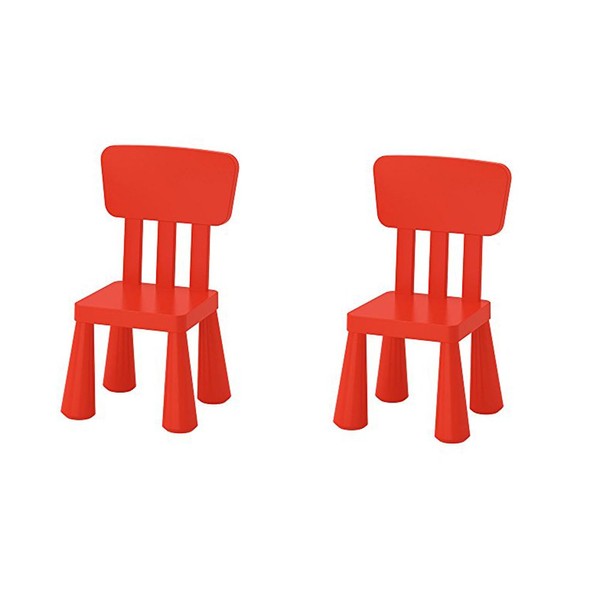 Ikea Mammut Kids Indoor/Outdoor Children's Chair, Red Color - 2 Pack