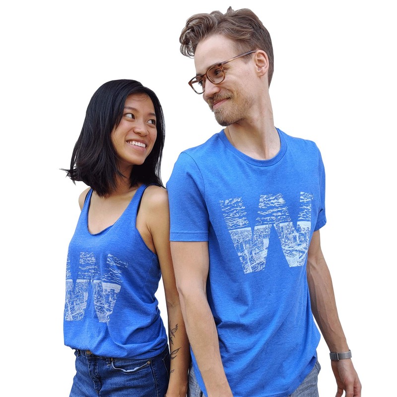Hand-Drawn W Skyline Tank Top (Medium) Heather Royal