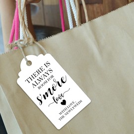 Thank You for Celebrating with Us Gift Tags, There is Always Room for S'More Love Tags, S'More Love Tags for Wedding, Bridal Shower, Wedding Favor Gift Tags with 65 Feet Golden Ribbon, 50 Pack