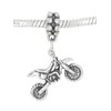 LGU Sterling Silver Oxidized 3D Dirt Bike Dangle Bead Charm