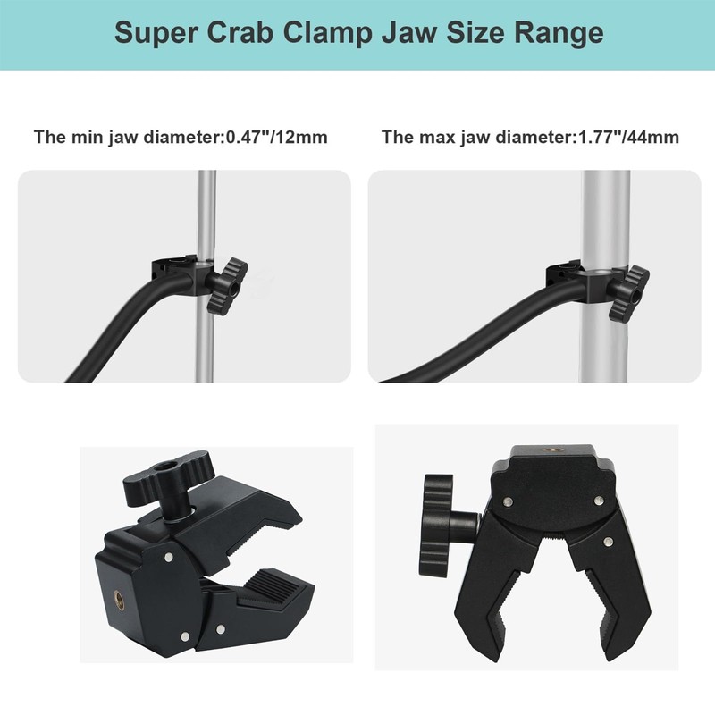 Gooseneck Microphone Stand, 19.69" Flexible Adjustable Arm with Super Crab