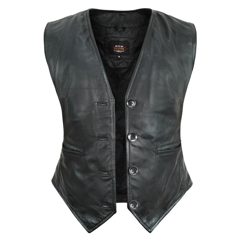 STOREJEES Leather Biker Jacket Women | Black, 3X-Large Vest