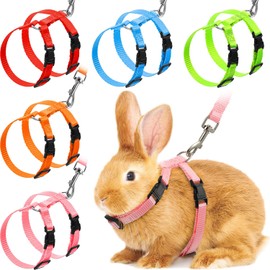 Outus Outus 5 Pieces Adjustable Rabbit Harness and Leash Set Escape Proof Bunny Harness Vest for Pet Running Walk Jogging Bunny Cat Puppy Kitten Ferret and Other Small Pet(Fresh Color)