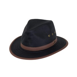 Outback Trading Company Men's Madison River Sun-Protective Waterproof Crushable Cotton Oilskin Hat Black