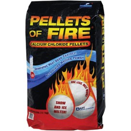 Snow Joe Pellets of Fire Snow & Ice Melt, Blue-Tinted Pellet-Form Calcium Chloride, 20 lb - Fast-Acting Melter for Driveway, Sidewalks, & Roofs, CP20