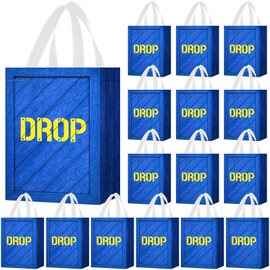 Sunnymove 24 Pcs Video Game Party Military Supply Loot Drop Blue Goodie Bags Battle Gaming Gifts Bags with Handles Reusable Non Woven Foldable Candy Handbag for Birthday Party Favors Decorations