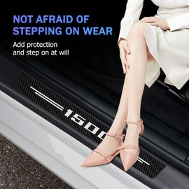 JHGFVC 4Pcs for RAM 1500 Car Door Sill Protectors, Car Door Entry Guard Threshold Scratch Protection Carbon Fiber Leather Sticker Decoration for RAM 1500 Accessories (White)