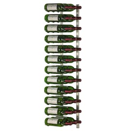 VintageView Wall Series (4 Ft) - 36 Bottle Wall Mounted Wine Rack (Brushed Nickel) Stylish Modern Wine Storage with Label Forward Design