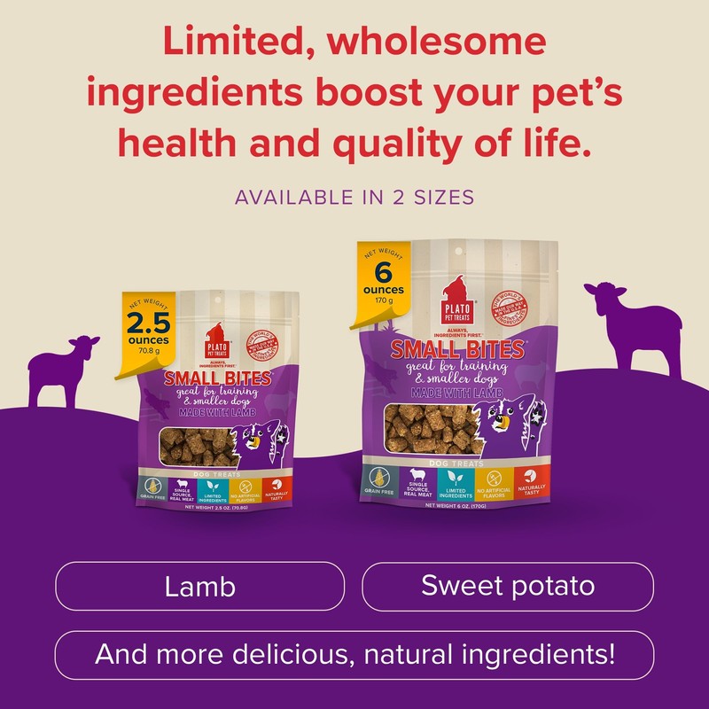 Plato Pet Treats Small Bites - Air-Dried Training Treats for
