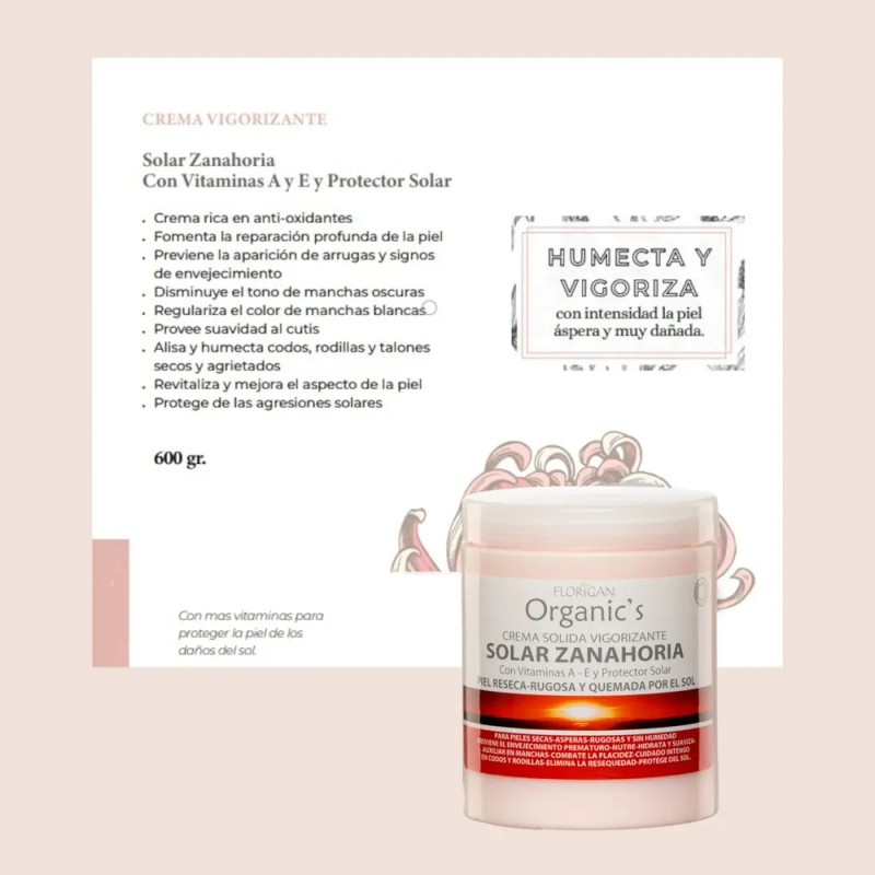 Crema Solar Zanahoria + Vitamina E + Aceite Tortuga Florigan