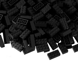 Feleph 100pcs 2x4 Bricks Black Pieces Parts Classic Building Creative Play Blocks Set Parts Toy Accessories Compatible with 3001 Major Brick Brands