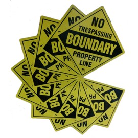 No Trespassing, Boundary Marker, Small, Diamond, Aluminum, Yellow, 10 Pack