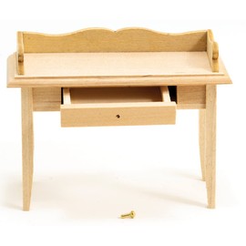 Dollhouse Miniature Unfinished Writing Desk with 1 Drawer