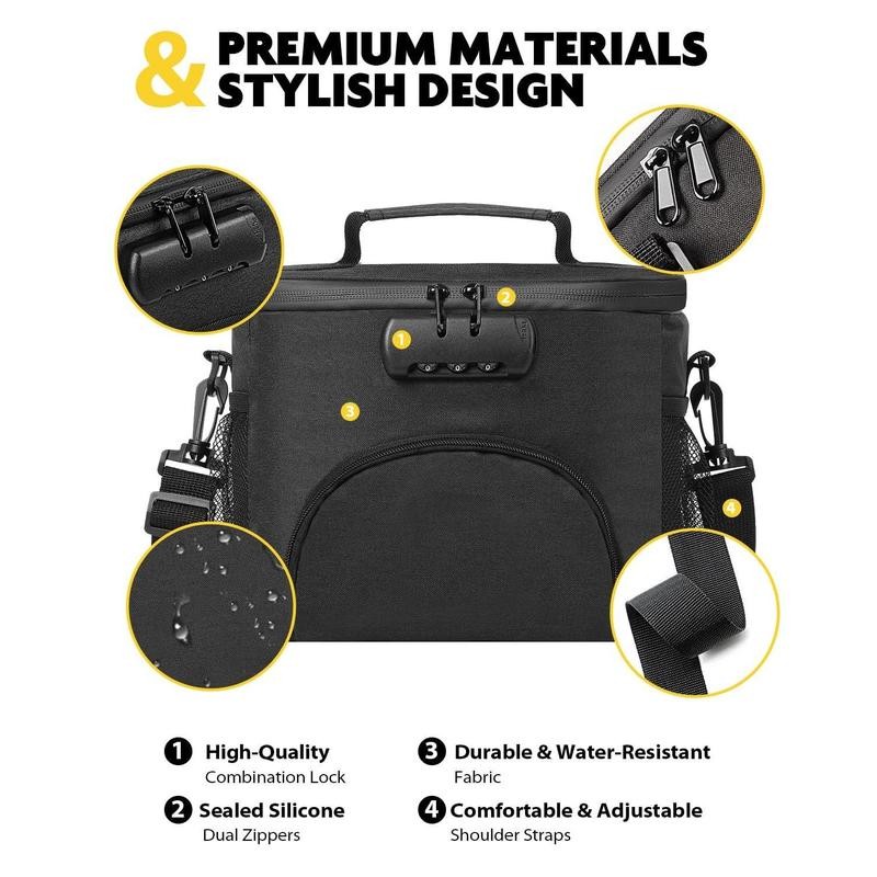 Insulated Lunch Bag with Combination Lock - Durable Leakproof Soft