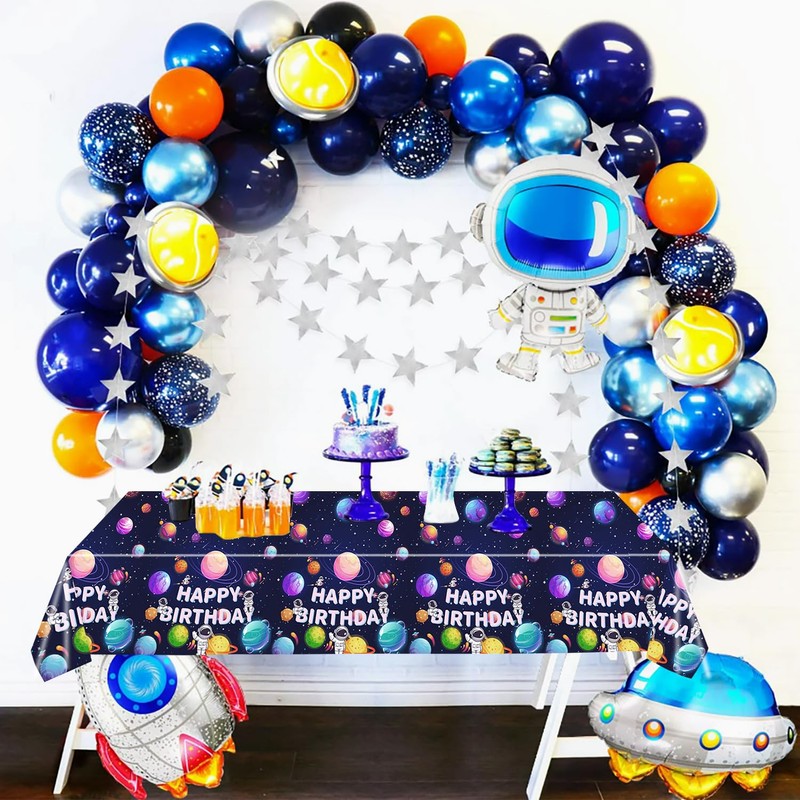 MODFUNS Space Tablecloth Plastic Planet Galaxy Table Cover 2 Pack